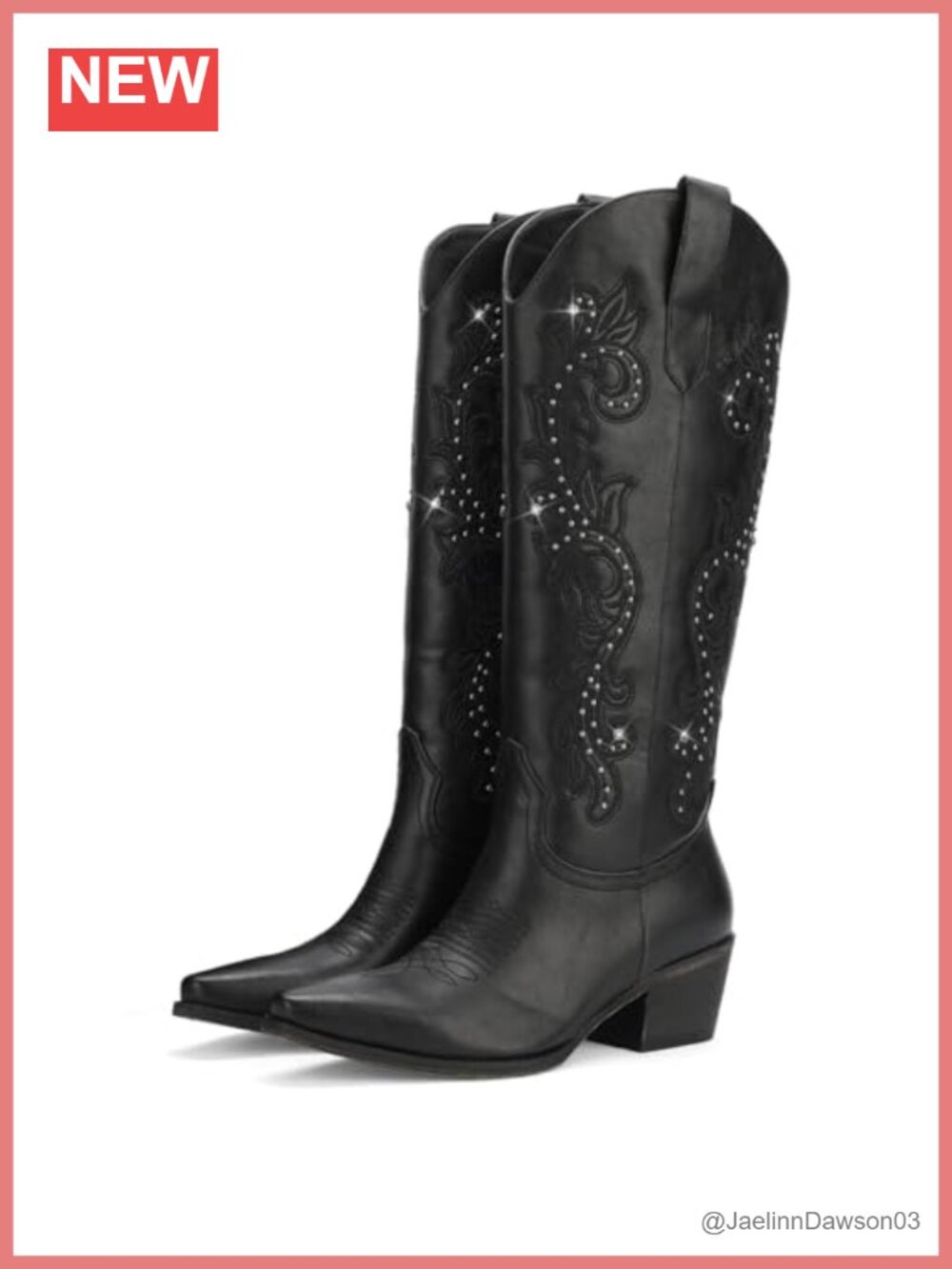 Wide Calf Cowgirl Boots Embroidered Western Knee High Square Toe Pull On